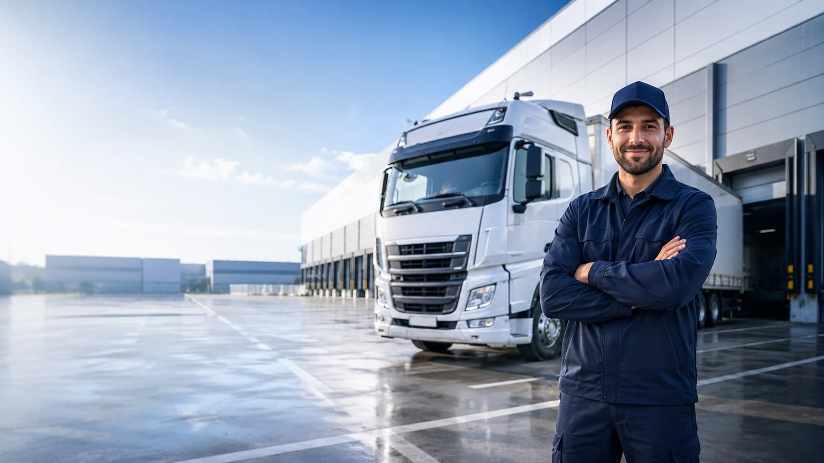 Professional truck driver ready for European logistics routes